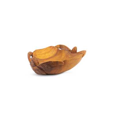 Wooden Handmade Two Turtles Fruit Decorative Bowl Serving Centerpiece Hand Carved Art Home Decor Decoration Handcrafted Gift Storage Accent Wood