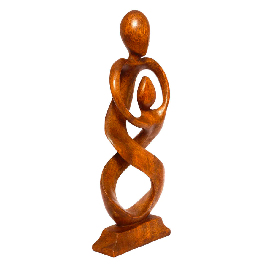 12" Wooden Handmade Abstract Sculpture Statue Handcrafted "Entwined Spirits" Gift Art Decorative Home Decor Figurine Accent Decoration Hand Carved
