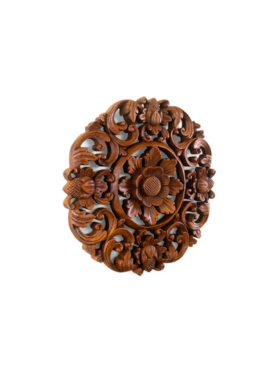 12" Wooden Hand Carved Floral Devil's Ivy Leaves Wall Art Relief Panel Handcrafted Wall Plaque Gift Decorative Home Decor Accent Handmade Wood Decoration