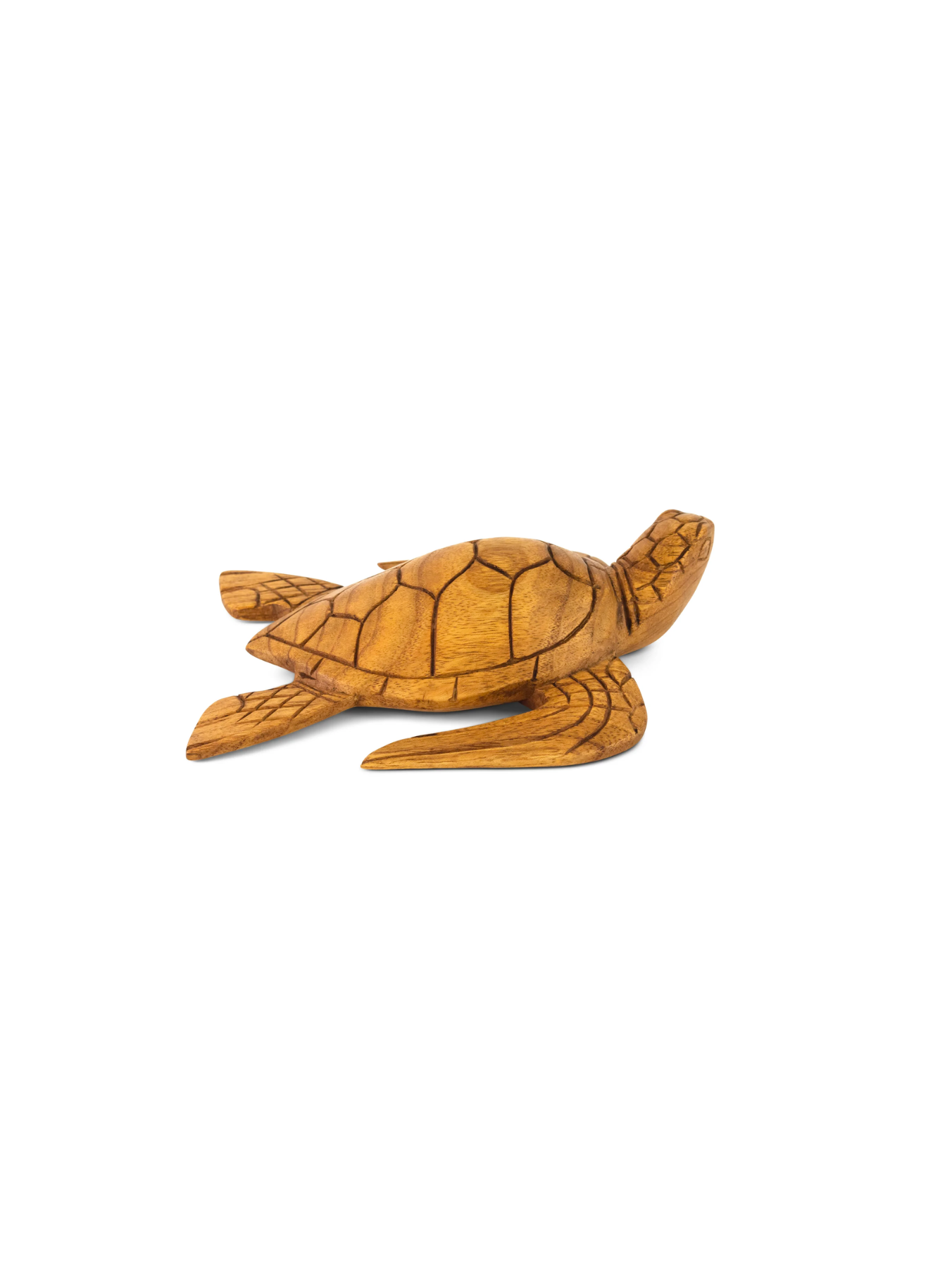 Wooden Tortoise Home Decor Sculpture Statue Hand Carved Accent Figurine Handcrafted Handmade Seaside Tropical Nautical Ocean Coastal Swimming Turtle