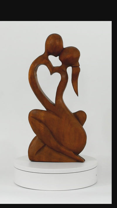 12" Wooden Handmade Abstract Sculpture Statue Handcrafted "Endless Love" Gift Decorative Home Decor Figurine Accent Decoration Artwork Hand Carved
