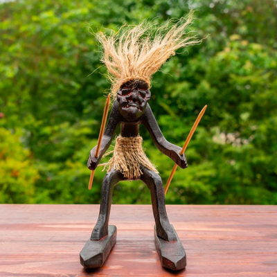 Primitive Tribal Statue with Skiboards Snowboard Tiki Bar Home Decor Snowblades Unique Gift