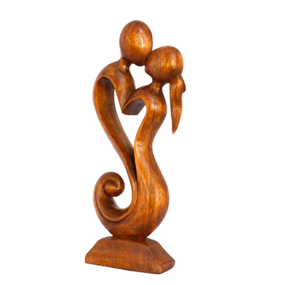 12" Wooden Handmade Abstract Sculpture Statue Handcrafted "Eternal Love" Gift Decorative Home Decor Figurine Accent Decoration Artwork Hand Carved