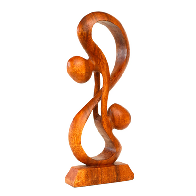 12" Wooden Handmade Abstract Sculpture Statue Handcrafted "Hold Me Tight" Gift Decorative Home Decor Figurine Accent Decoration Artwork Hand Carved