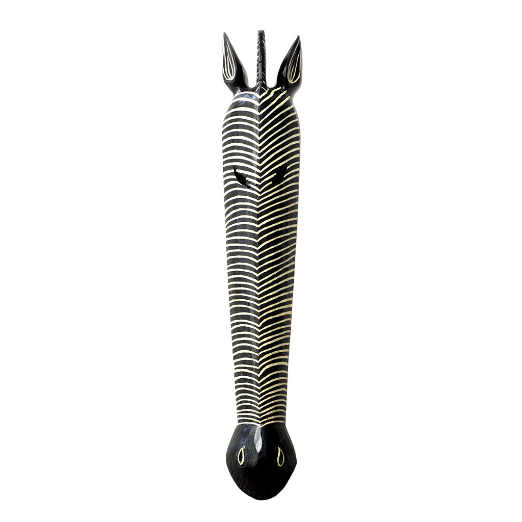 39" Wooden Tribal African Zebra Wall Mask Plaque Hanging Hand Carved Home Decor Accent Art Sculpture Wood Handmade Handcrafted Gift