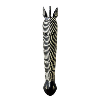 39" Wooden Tribal African Zebra Wall Mask Plaque Hanging Hand Carved Home Decor Accent Art Sculpture Wood Handmade Handcrafted Gift
