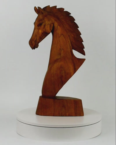 Wooden Hand Carved Horse Head Statue Sculpture Handcrafted Handmade Wood Decorative Home Decor Accent Decoration