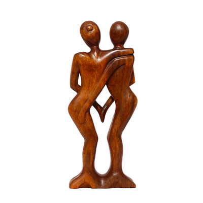 12" Wooden Handmade Abstract Sculpture Statue Handcrafted "Love & Unity" Gift Decorative Home Decor Figurine Accent Decoration Artwork Hand Carved