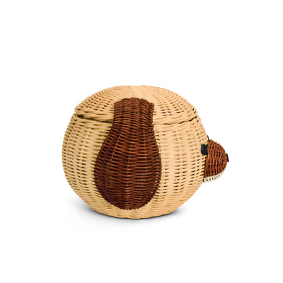 Dog Head Rattan Storage Basket with Lid Decorative Bin Home Decor Hand Woven Shelf Organizer Cute Handmade Handcrafted Gift Art Artwork Wicker Puppy