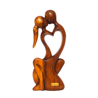 12" Wooden Handmade Abstract Sculpture Statue Handcrafted "Endless Love" Gift Decorative Home Decor Figurine Accent Decoration Artwork Hand Carved