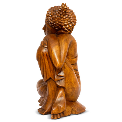 Wooden Serene Sleeping Resting Buddha Statue Hand Carved Figurine Sculpture Home Decor 