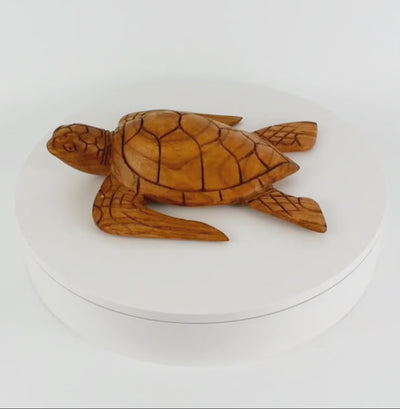 Wooden Tortoise Home Decor Sculpture Statue Hand Carved Accent Figurine Handcrafted Handmade Seaside Tropical Nautical Ocean Coastal Swimming Turtle