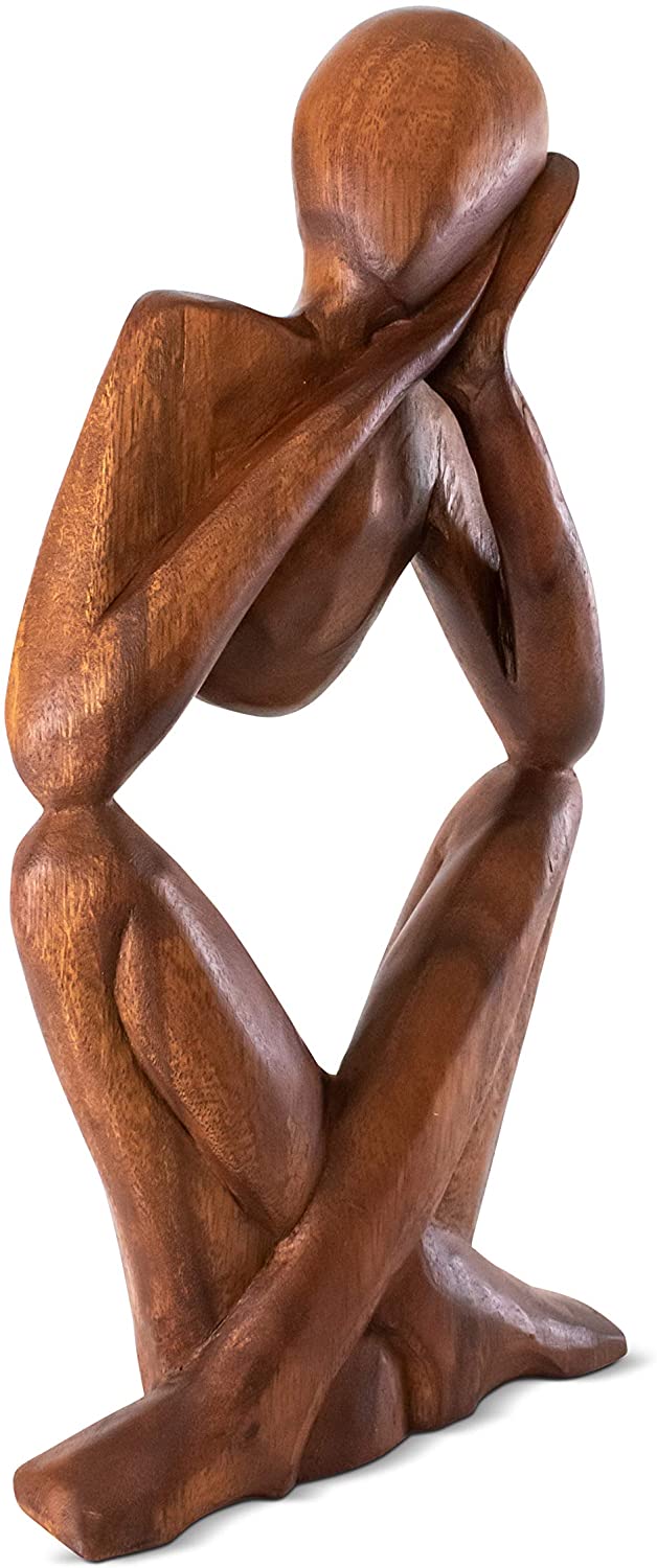 12" Wooden Handmade Abstract Sculpture Handcrafted "Sleeping Man" Home Decor Decorative Figurine Accent Decoration Hand Carved Statue