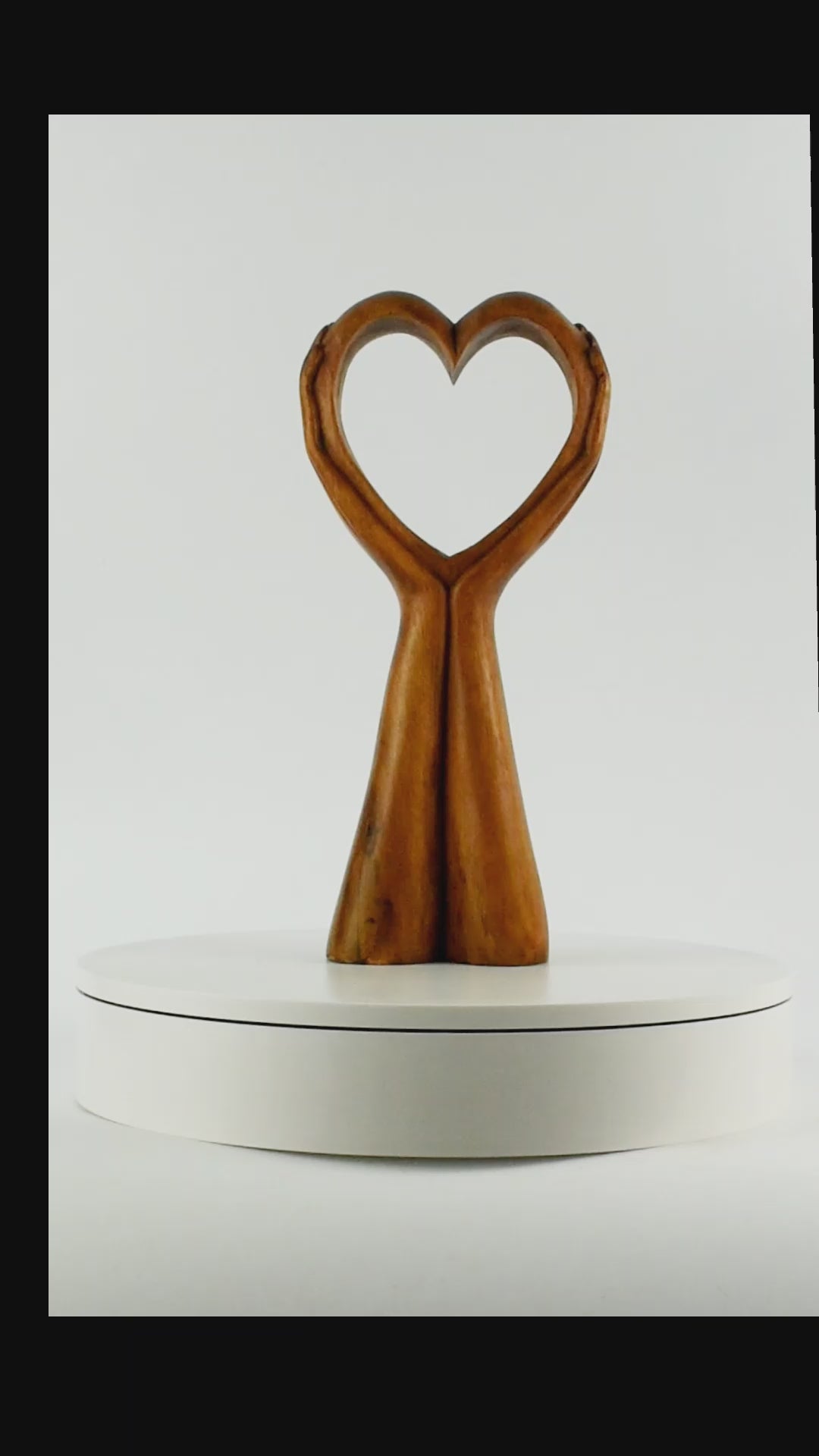 12" Wooden Handmade Abstract Sculpture Statue Handcrafted "Heart in Hand" Gift Decorative Home Decor Figurine Accent Decoration Artwork Hand Carved