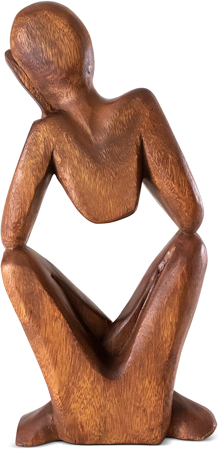 12" Wooden Handmade Abstract Sculpture Handcrafted "Sleeping Man" Home Decor Decorative Figurine Accent Decoration Hand Carved Statue