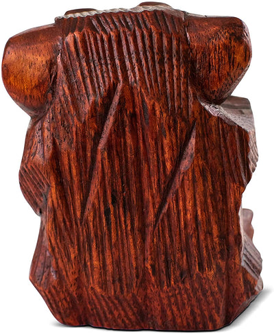 Wooden Hand Carved Smoking Monkey Statue Figurine Handmade Art Rustic Sculpture Decorative Home Decor Accent Handcrafted Wood Decoration