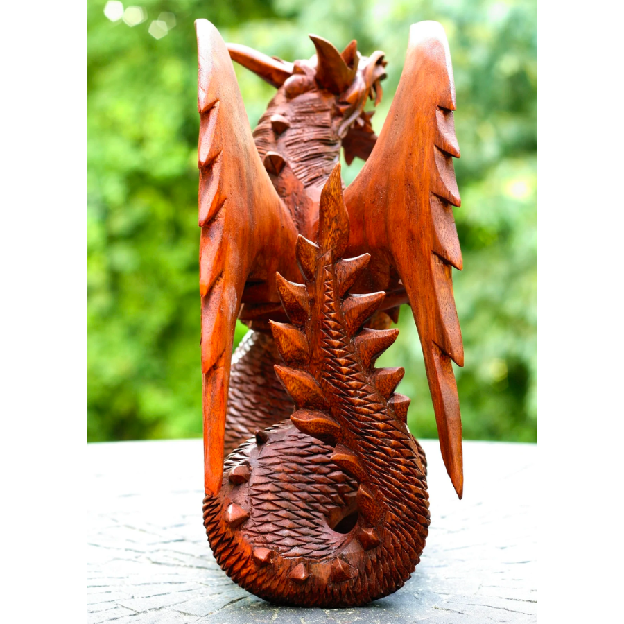 Wooden Dragon Handmade Sculpture Statue Handcrafted Gift Art Decorative Home Decor Figurine Accent Decoration Artwork Hand Carved