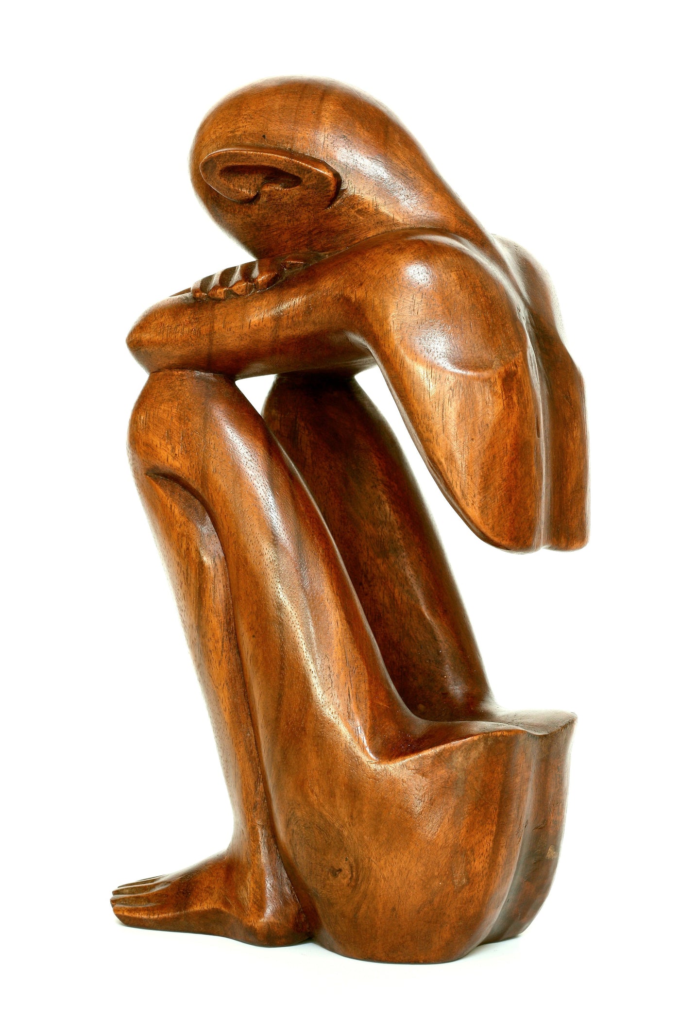 12" Wooden Handmade Abstract Sculpture Handcrafted "Resting Man" Home Decor Decorative Figurine Accent Decoration Hand Carved Statue