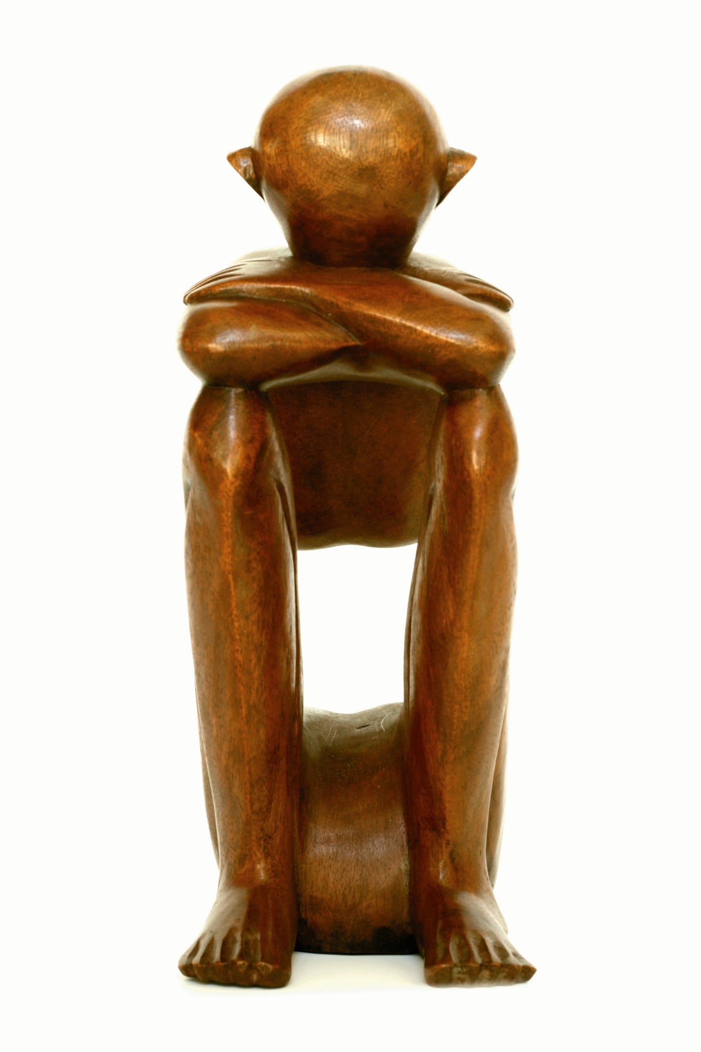 12" Wooden Handmade Abstract Sculpture Handcrafted "Resting Man" Home Decor Decorative Figurine Accent Decoration Hand Carved Statue