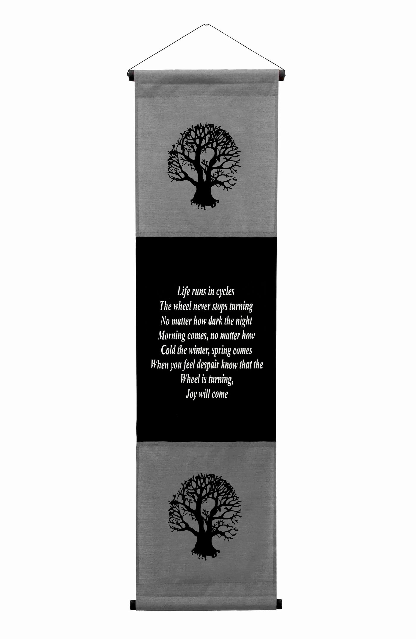 Inspirational Wall Decor "Life Run in Cycles" Banner Art, Inspiring Quote Hanging Scroll, Affirmation Motivational Uplifting Message, Saying Tapestry