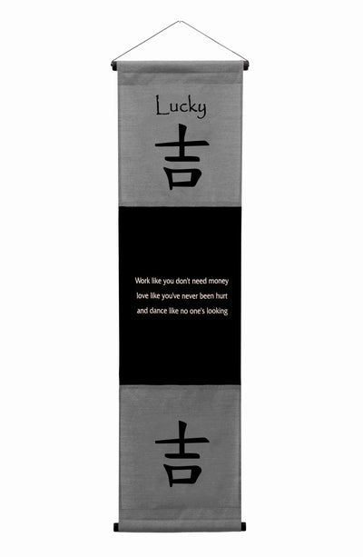 Inspirational Wall Decor Lucky Banner Art, Inspiring Quote Wall Hanging Scroll, Affirmation Motivational Uplifting Message, Thought Saying Tapestry
