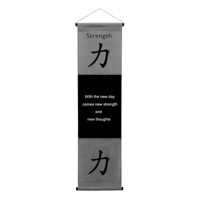 Inspirational Wall Decor "Strength" Banner, Inspiring Quote Wall Hanging Scroll, Affirmation Motivational Uplifting Message, Thought Saying Tapestry