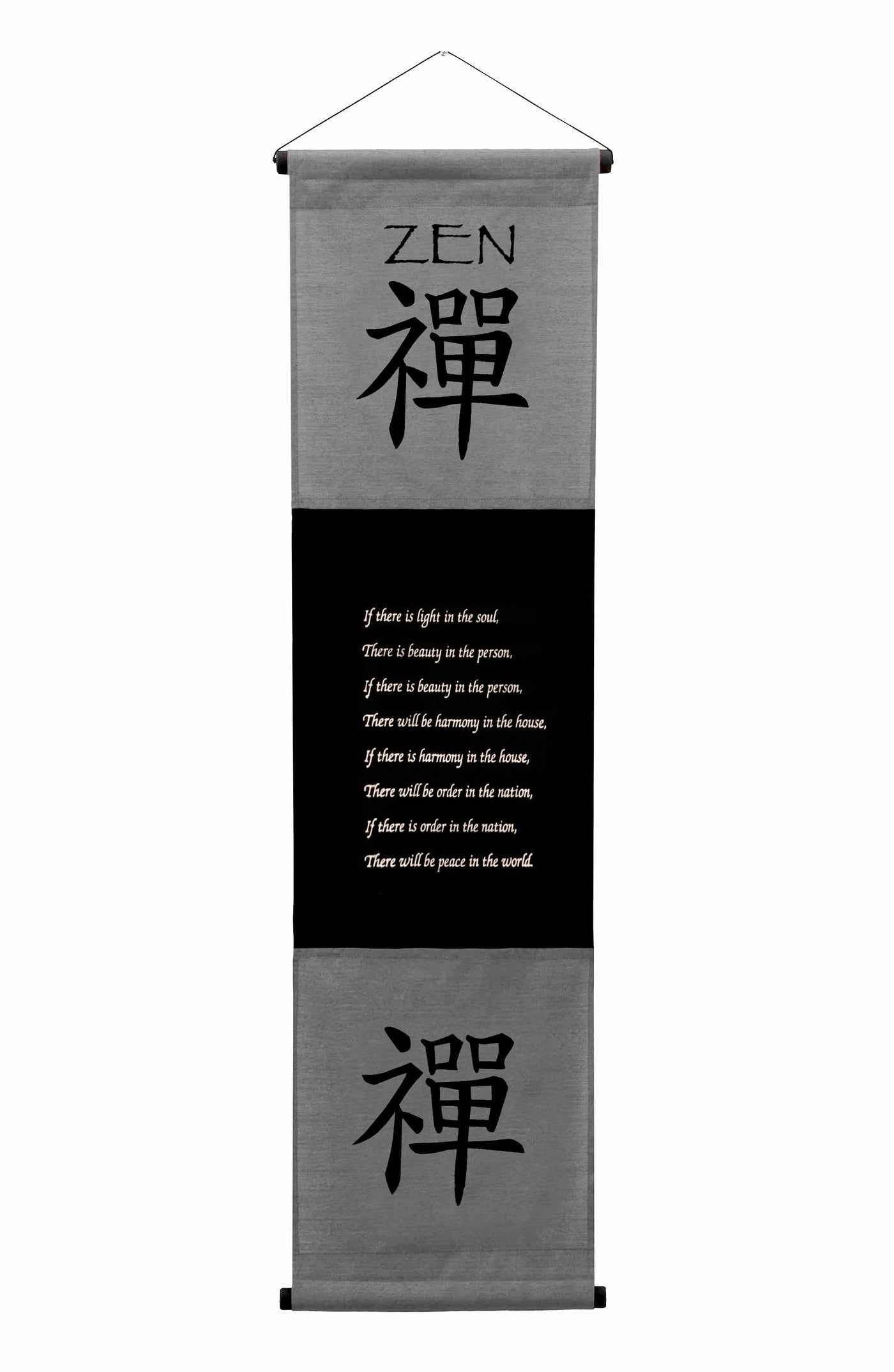 Inspirational Wall Decor "Zen" Banner Large, Inspiring Quote Hanging Scroll, Affirmation Motivational Uplifting Message Art, Thought Saying Tapestry