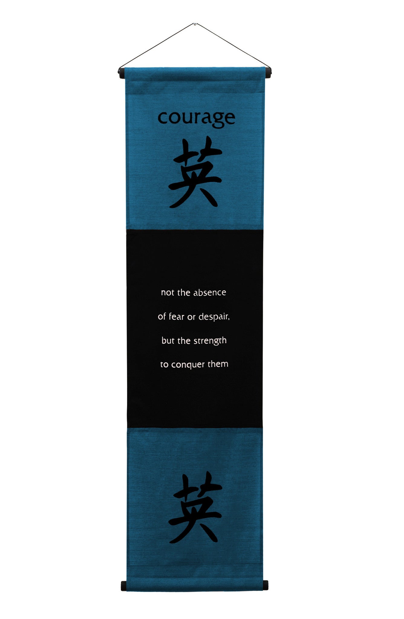 Inspirational Wall Decor "Courage" Banner Large, Inspiring Quote Wall Hanging Scroll, Affirmation Motivational Uplifting Art Decoration, Thought Saying Tapestry blue