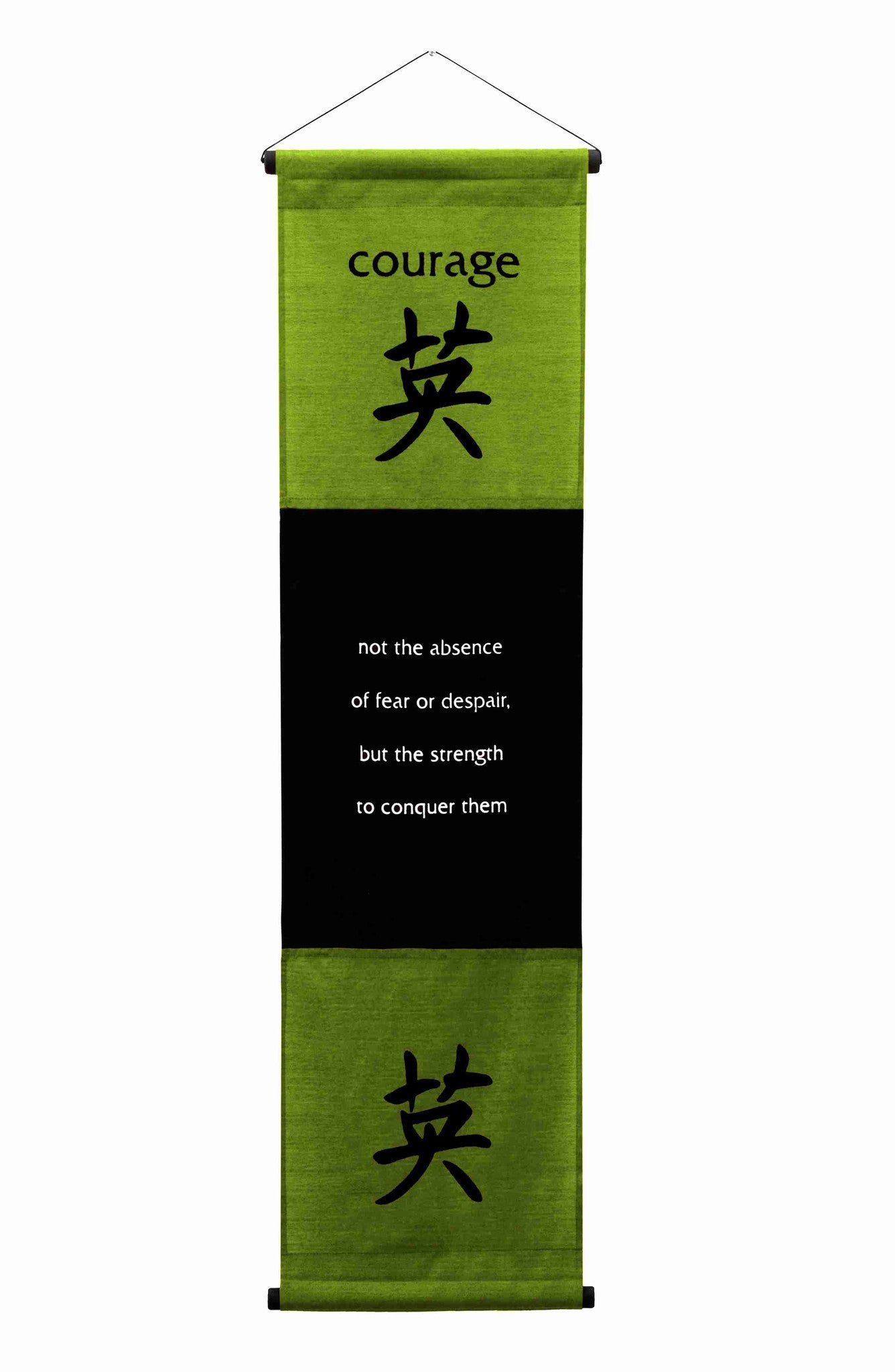 Inspirational Wall Decor "Courage" Banner Large, Inspiring Quote Wall Hanging Scroll, Affirmation Motivational Uplifting Art Decoration, Thought Saying Tapestry green
