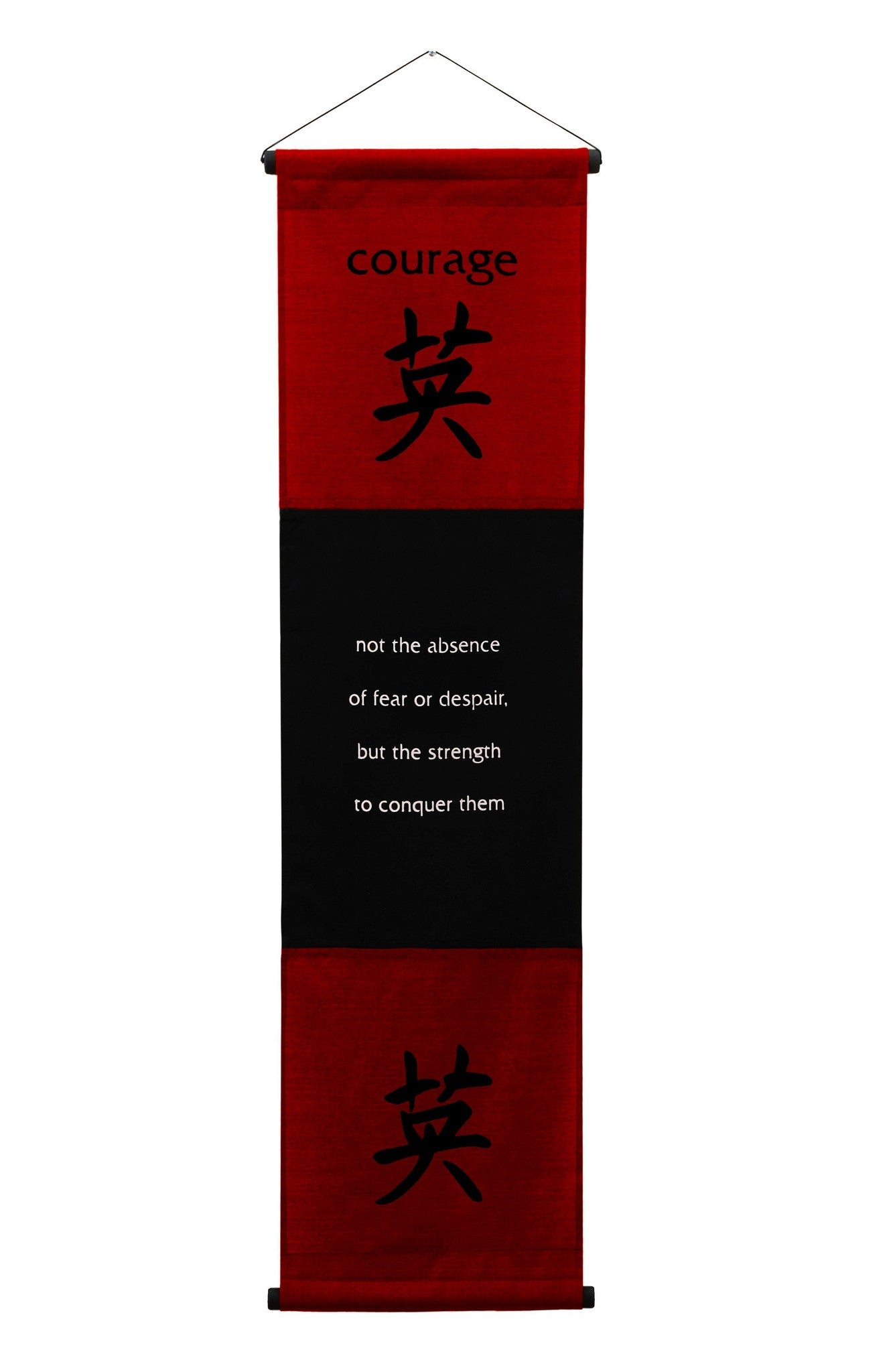 Inspirational Wall Decor "Courage" Banner Large, Inspiring Quote Wall Hanging Scroll, Affirmation Motivational Uplifting Art Decoration, Thought Saying Tapestry red