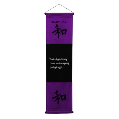 Inspirational Wall Decor "Harmony" Banner Large, Inspiring Quote Wall Hanging Scroll, Affirmation Motivational Uplifting Art Decoration, Thought Saying Tapestry purple