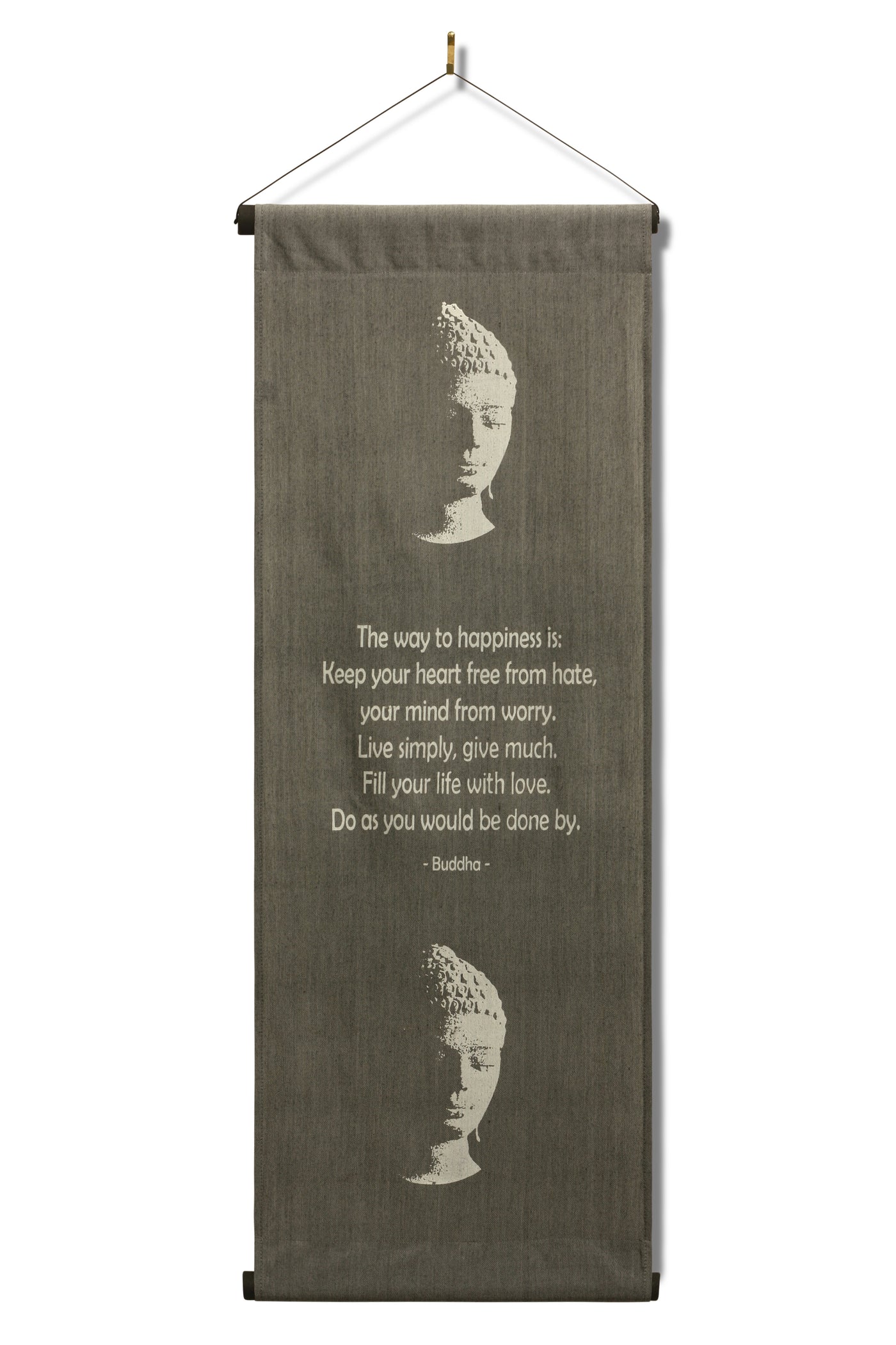 Inspirational Wall Hanging Scroll "Buddha - The Way To Happiness" Banner, Inspiring Quote, Affirmation Motivational Uplifting, Thought Saying Tapestry