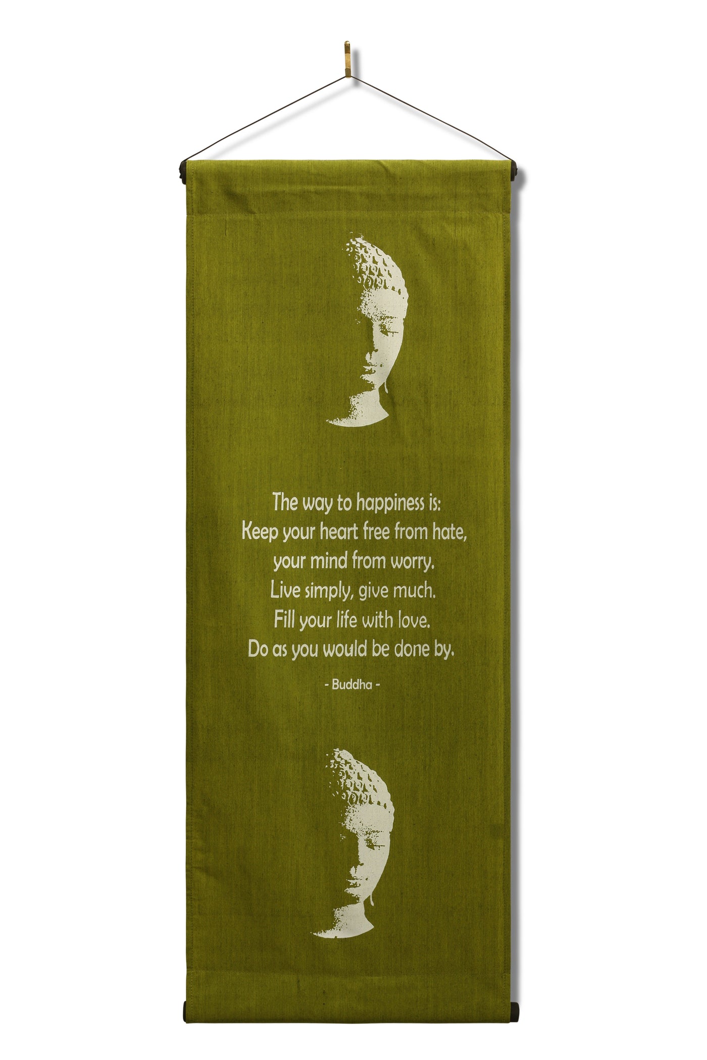 Inspirational Wall Hanging Scroll "Buddha - The Way To Happiness" Banner, Inspiring Quote, Affirmation Motivational Uplifting, Thought Saying Tapestry