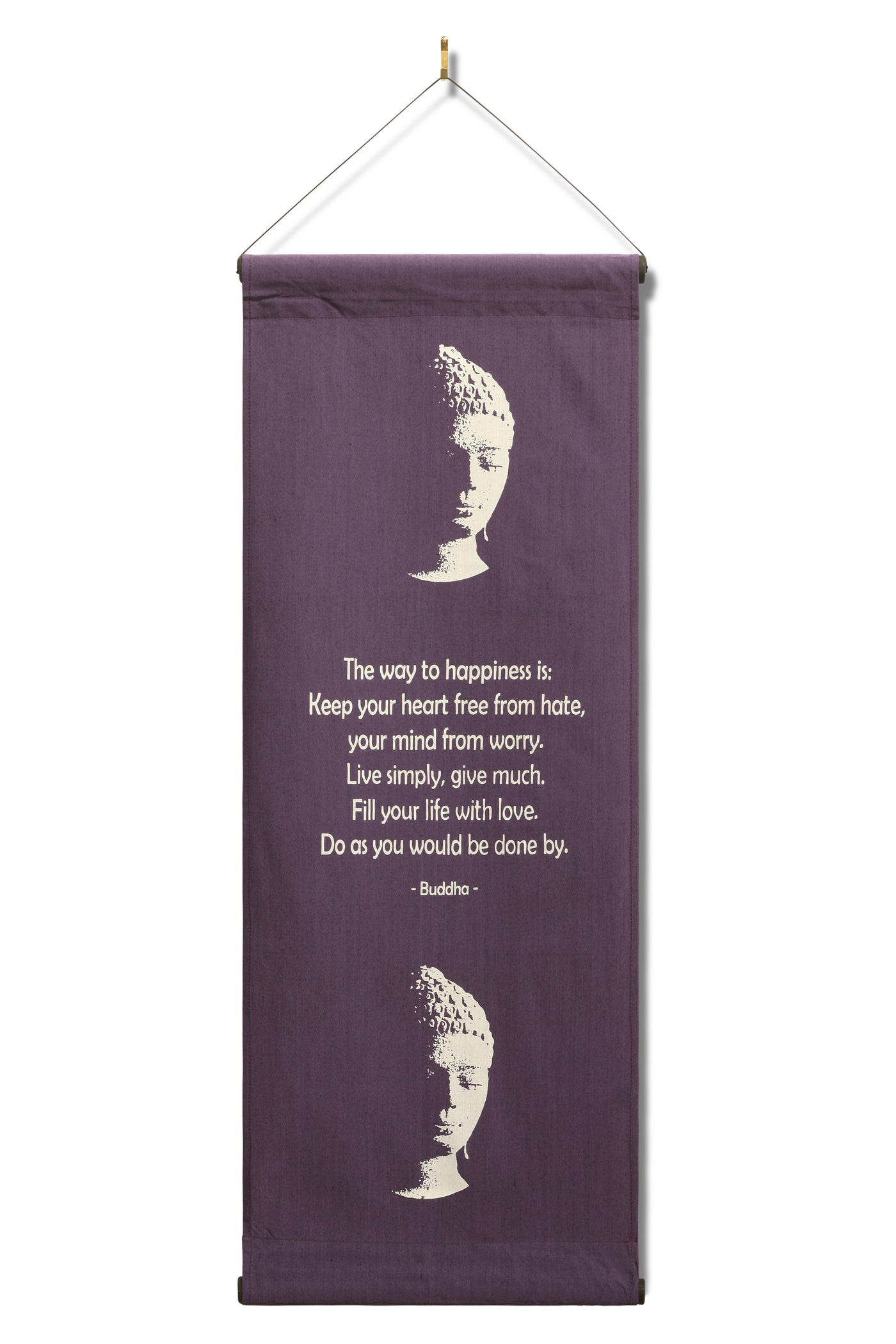 Inspirational Wall Hanging Scroll "Buddha - The Way To Happiness" Banner, Inspiring Quote, Affirmation Motivational Uplifting, Thought Saying Tapestry
