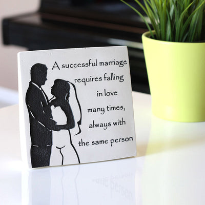 Engraved Limestone "Marriage" Inspirational Home Decor - Garden Plaque Stone Quotation Sign