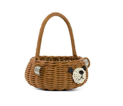 Hand Woven Bear Rattan Wedding Flower Girl Basket Decorative Home Decor Bin Organizer Storage Cute Handmade Handcrafted Gift Decoration Wicker Easter