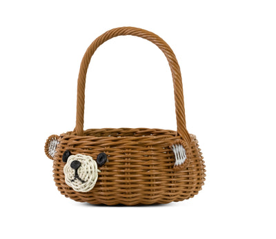 Hand Woven Bear Rattan Wedding Flower Girl Basket Decorative Home Decor Bin Organizer Storage Cute Handmade Handcrafted Gift Decoration Wicker Easter