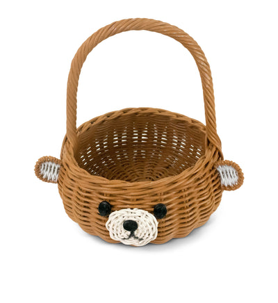 Hand Woven Bear Rattan Wedding Flower Girl Basket Decorative Home Decor Bin Organizer Storage Cute Handmade Handcrafted Gift Decoration Wicker Easter