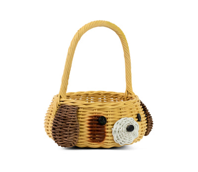 Hand Woven Dog Rattan Wedding Flower Girl Basket Decorative Home Decor Bin Organizer Storage Cute Handmade Handcrafted Easter Decoration Wicker Puppy