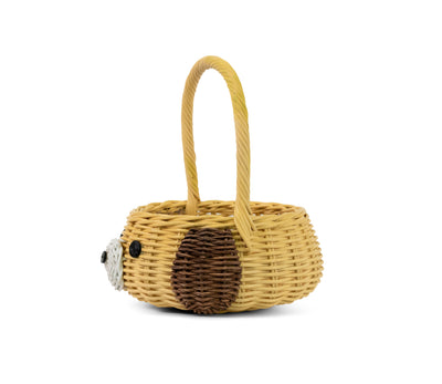 Hand Woven Dog Rattan Wedding Flower Girl Basket Decorative Home Decor Bin Organizer Storage Cute Handmade Handcrafted Easter Decoration Wicker Puppy