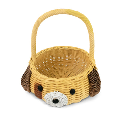Hand Woven Dog Rattan Wedding Flower Girl Basket Decorative Home Decor Bin Organizer Storage Cute Handmade Handcrafted Easter Decoration Wicker Puppy
