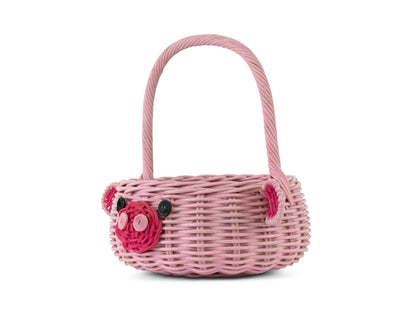 Hand Woven Pig Rattan Basket Decorative Home Decor Bin Organizer Storage Cute Handmade Handcrafted Gift Art Easter Decoration Wicker Piggy