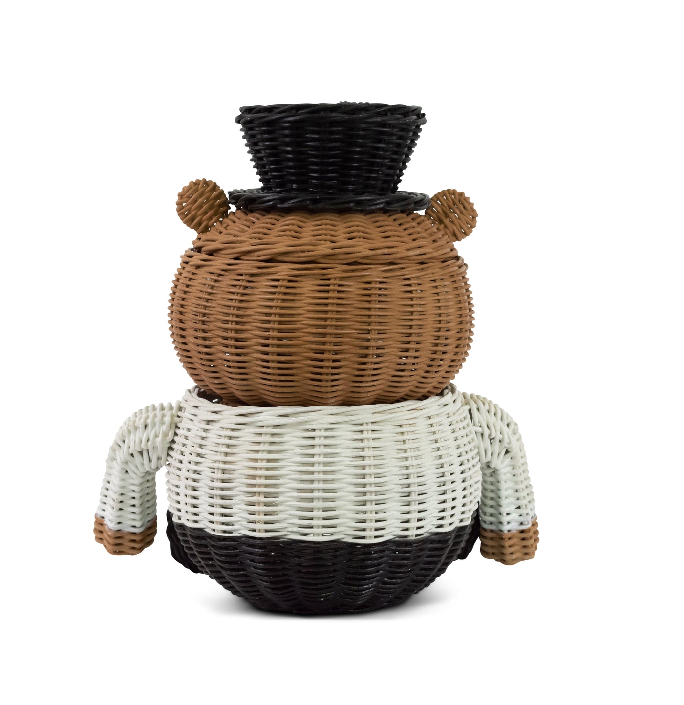 Hand Woven Prince Bear Rattan Storage Basket Decorative Home Decor Organizer Cute Handmade Handcrafted Gift Art Decoration Artwork Wicker