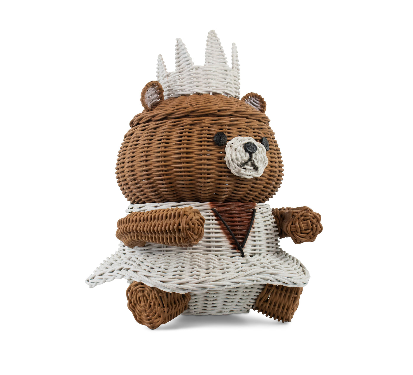 Hand Woven Princess Bear Rattan Storage Basket Decorative Home Decor Organizer Cute Handmade Handcrafted Gift Art Decoration Artwork Wicker