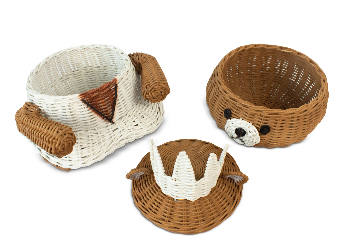 Hand Woven Princess Bear Rattan Storage Basket Decorative Home Decor Organizer Cute Handmade Handcrafted Gift Art Decoration Artwork Wicker