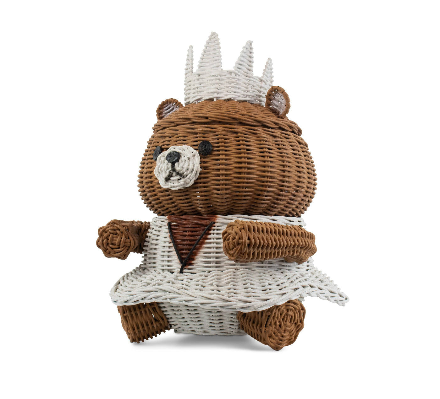 Hand Woven Princess Bear Rattan Storage Basket Decorative Home Decor Organizer Cute Handmade Handcrafted Gift Art Decoration Artwork Wicker
