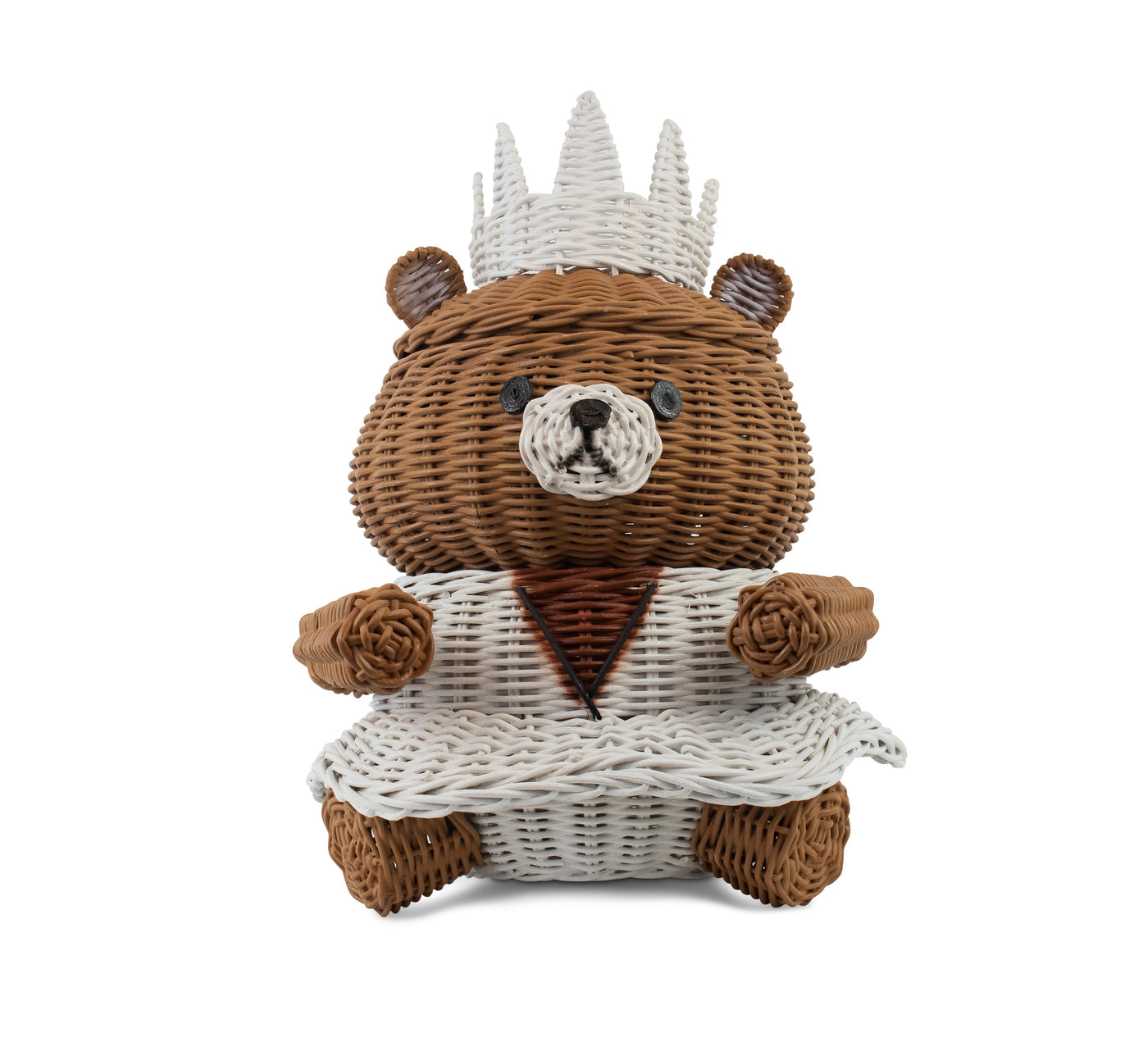 Hand Woven Princess Bear Rattan Storage Basket Decorative Home Decor Organizer Cute Handmade Handcrafted Gift Art Decoration Artwork Wicker