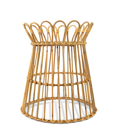 18" Hand Woven Rattan Plant Stand Basket Indoor Garden Rack Organizer Display Storage Shelf Home Patio Wicker Planter Pot Holder Accent End Table