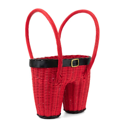 Hand Woven Santa Pants Rattan Easter Basket Christmas Storage Bin Organizer Cute Nursery Home Decor Handmade Handcrafted Gift Decoration Shorts Wicker