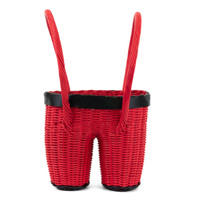 Hand Woven Santa Pants Rattan Easter Basket Christmas Storage Bin Organizer Cute Nursery Home Decor Handmade Handcrafted Gift Decoration Shorts Wicker